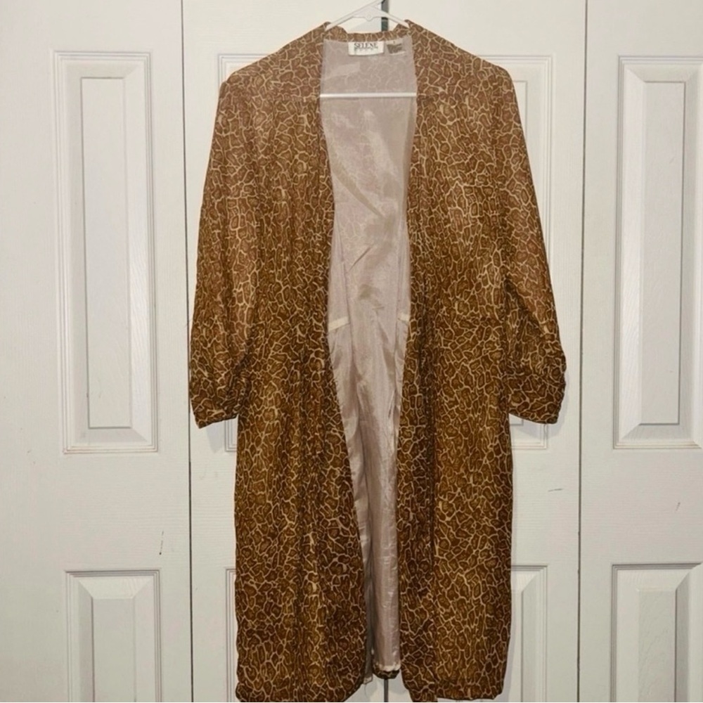 Vintage Animal Print Cardigan Size Small Oversized Boho Duster Jacket - Picture 2 of 11